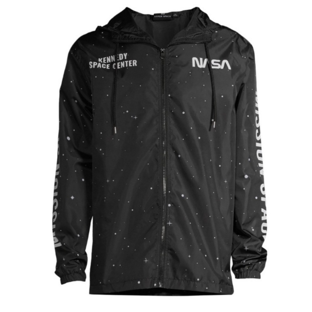 Unisex Hyper Space NASA Kennedy Space Center Windbreaker Hoodie Jacket Size L